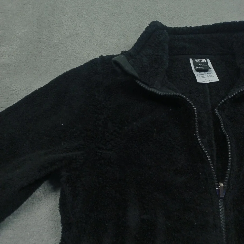 North Face Jacket Girls Medium Black Fleece Full‎ Zip Outdoor Logo Casual Pocket